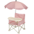 Flippy Etetőszék csecsemőknek és gyerekeknek, Flippy, kivehető tálca és huzat, többfunkciós, stabil, biztonsági öv, tárolókosár, rózsaszín, rózsaszín esernyővel, 6 hónapos kortól