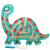 Flippy Montessori játék labdákkal, KeepHome, mágneses ceruza, labirintus típusú, fa, Brontosaurus modell, 18x21 cm, zöld