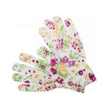 FLO Kertészkesztyű fehér virágmintával 8-as védőkesztyű