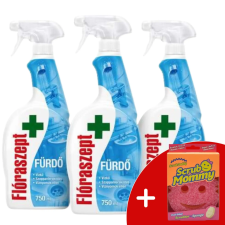 Flóraszept Fürdőszobai Spray 3x750ml + Ajándék Scrub Mommy Szivacs tisztító- és takarítószer, higiénia