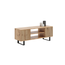 Focus loft RTV szekrény 155 cm - halszálkás dekor - tölgyfa kézműves bútor