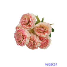  Fodros szirmú 9 nyílt fejes bazsarózsa csokor 42cm - Cirmos dekorációs kellék