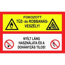  Fokozott tűz és robbanásveszély - műanyag, 160*240mm információs tábla, állvány