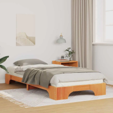  Földi ágykeret tárolóval Barna 100 x 210 cm Tömör fenyőfa ágy és ágykellék