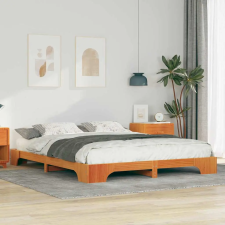  Földi ágykeret tárolóval Barna 160 x 210 cm Tömör fa ágy és ágykellék