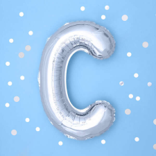 Fólia léggömb, "C" betű, ezüst, 35 cm party kellék