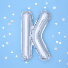 Fólia léggömb, "K" betű, ezüst, 35 cm party kellék