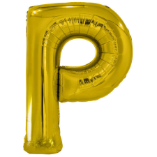 Fólia léggömb, "P" betű, arany party kellék