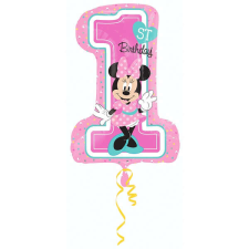 Fólia lufi, 36"/91cm, Minnie , 1. születésnapra party kellék