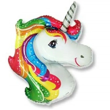  Fólia lufi, mini forma, Unikornis fej, 37CM party kellék