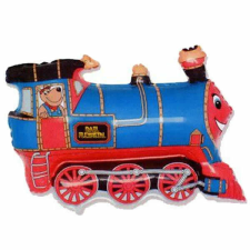  Fólia lufi, mini forma, vonat, kék 14" party kellék