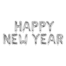  Fólia lufi &quot;Happy New Year&quot; ezüst 370 x 35 cm party kellék
