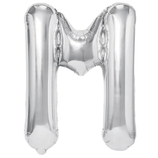  Fólia lufi S DEPOT®, ezüst, M betű alakú, 40 cm party kellék