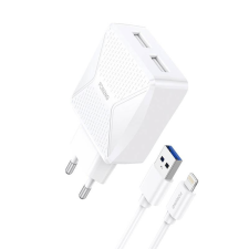 Foneng EU35 hálózati töltő + USB-A - Lightning kábel fehér (EU35 Lightning) kábel és adapter