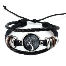  Fonott, dizájnbőr uniszex állítható Élet Fája karkötő, feliratozható karkötő