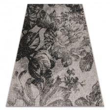 Fonott sizal floorlux szőnyeg 20491 virágok ezüst / fekete 120x170 cm lakástextília