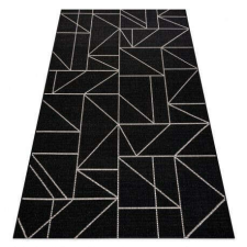 Fonott sizal floorlux szőnyeg 20605 fekete / ezüst HÁROMSZÖGEK, GEOMETRIAI 60x110 cm lakástextília