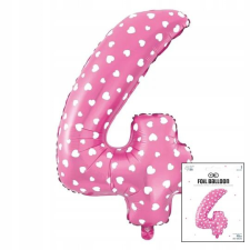 FOOL BALLON DIGITAL 4 DIGITAL 4 PUSH rózsaszín pöttyökkel szülinapi bulira 40cm party kellék