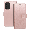 Forcell Samsung Galaxy A53 5G könyvtok, flip tok, telefon tok, oldalra nyíló tok, mágnesesen záródó, mandala mintás, rose gold, Forcell Mezzo