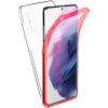 Forcell Samsung Galaxy S21 Plus elő + hátlapi tok, PC + TPU, 360°, piros kerettel, SM-G996, Forcell