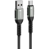 Forcell USB töltő- és adatkábel, USB Type-C, 120 cm, 3000 mA, 66W, törésgátlóval, gyorstöltés, QC 3.0, cipőfűző minta, Forcell F-Energy C256, fekete