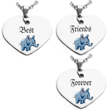 Forever Best Friends Forever elefántos hármas medál lánccal vagy kulcstartóval (többféle) medál