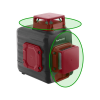 FORTUM gép automatikus lézeres vízszintező, ZÖLD, 2D (2×360°) pontosság: 0,3mm/1m, 1/4" és 5/8" menet
