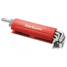 Fortum torx kulcs klt. 9db, hosszú, T10-50, S2, 10db/cse; T10-T15-T20-T25-T27-T30-T40-T45-T50, műanyag markolat torxkulcs