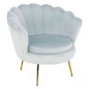  Fotel Art-deco stílusban, szürke-kék Velvet anyag/gold chróm-arany, NOBLIN