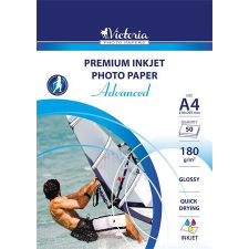 Fotópapír, tintasugaras, A4, 180 g, fényes, VICTORIA PAPER "Advanced" fotópapír