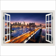  Fotótapéta ablak Brooklyn Bridge, Manhattan, naplemente, 300 x 200 cm tapéta, díszléc és más dekoráció