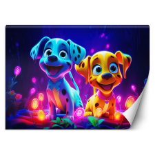  Fotótapéta, Aranyos neon kutyák - 450x315 cm tapéta, díszléc és más dekoráció