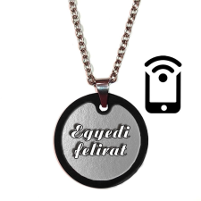  Fotóvetítő, videóvetítő nyaklánc nagy medállal, egyedi felirattal – ezüst szín nyaklánc