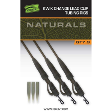 FOX Naturals Kwik Change Lead Clip Tubing Rigs fonott süllyedő előke 3db - 45cm horgászkiegészítő