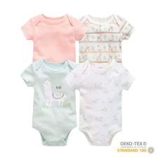 Foxy Baby Rövid ujjú pamut body szett (4db-os) ( 56 ) - Láma kombidressz, body