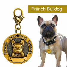  Francia bulldog gravírozható biléta nyakörvre, Arany nyakörv, póráz, hám kutyáknak