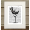  Francia bulldog martinis pohárban - könyvnyomtatás, art print