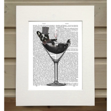  Francia bulldog martinis pohárban - könyvnyomtatás, art print grafika, keretezett kép