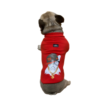  Francia bulldog mintás kutyapulcsi, piros, L-es kutyaruha