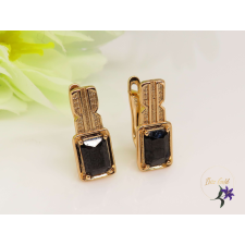  Francis antiallergén lapos szögletes köves fülbevaló 18K - fekete fülbevaló