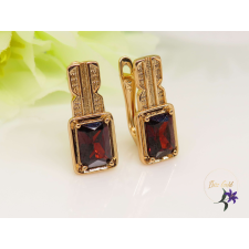  Francis antiallergén lapos szögletes köves fülbevaló 18K - piros fülbevaló