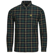 Fred Perry Hosszú ujjú ingek OXFORD TARTAN SHIRT Zöld EU L férfi ing