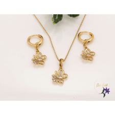  Frézia antiallergén pillangós szett, nyaklánc, fülbevaló-18K ékszer szett