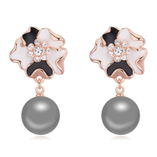 Friderika- fülbevaló - Swarovski kristályos - szürke - fehér fülbevaló