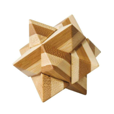 Fridolin IQ logikai játék, bambusz fából, csillag, fémdobozban oktatójáték