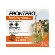 Frontpro 28,3 mg rágótabletta kutyáknak 4-10 kg 3x élősködő elleni készítmény kutyáknak