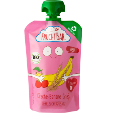 FRUCHTBAR Bio Cseresznye, banán, búzadara 6hó 100g (100%-ban újrahasznosítható csomagolás!) bébiétel