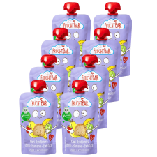 FRUCHTBAR Bio Kiwi, eper, körte, banán, kétszersült 6hó 8x100g bébiétel