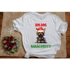 Fruit of the Loom Boldog Karácsonyt kutyás női póló női póló