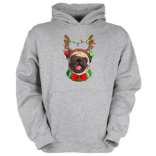 Fruit of the Loom Karácsonyi Pug - Gyerek Kapucnis Pulóver gyerek pulóver, kardigán